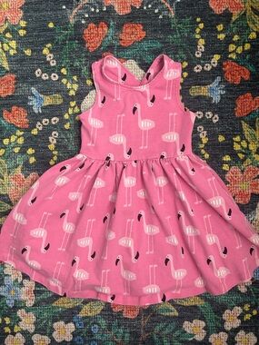 Hanna Andersson Cross-Back Pink Flamingo Dress, Size 3T